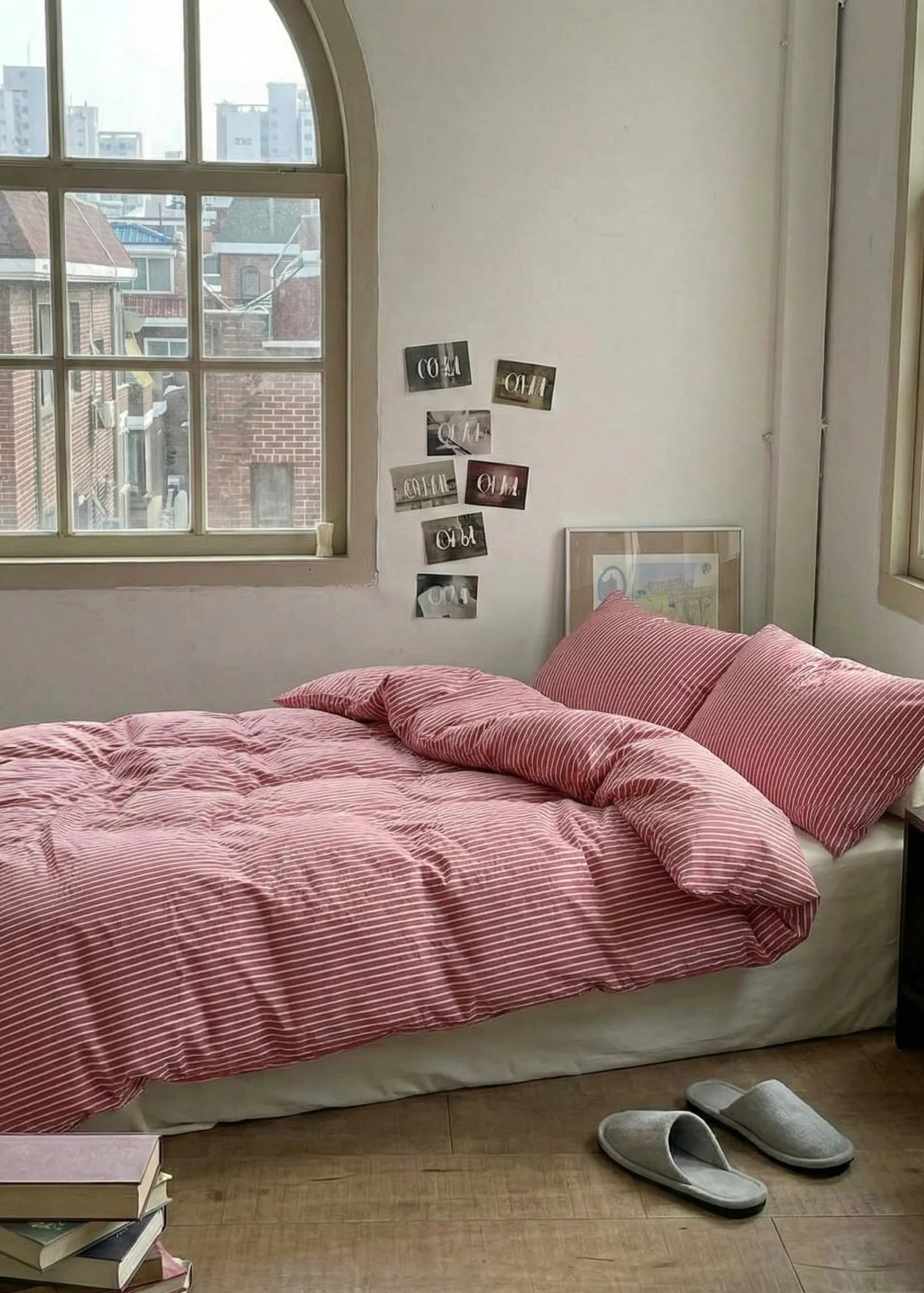 - Ever Lasting - Thin Striped Small Room Bedding Set / Red - Bedding Set - Ever Lasting