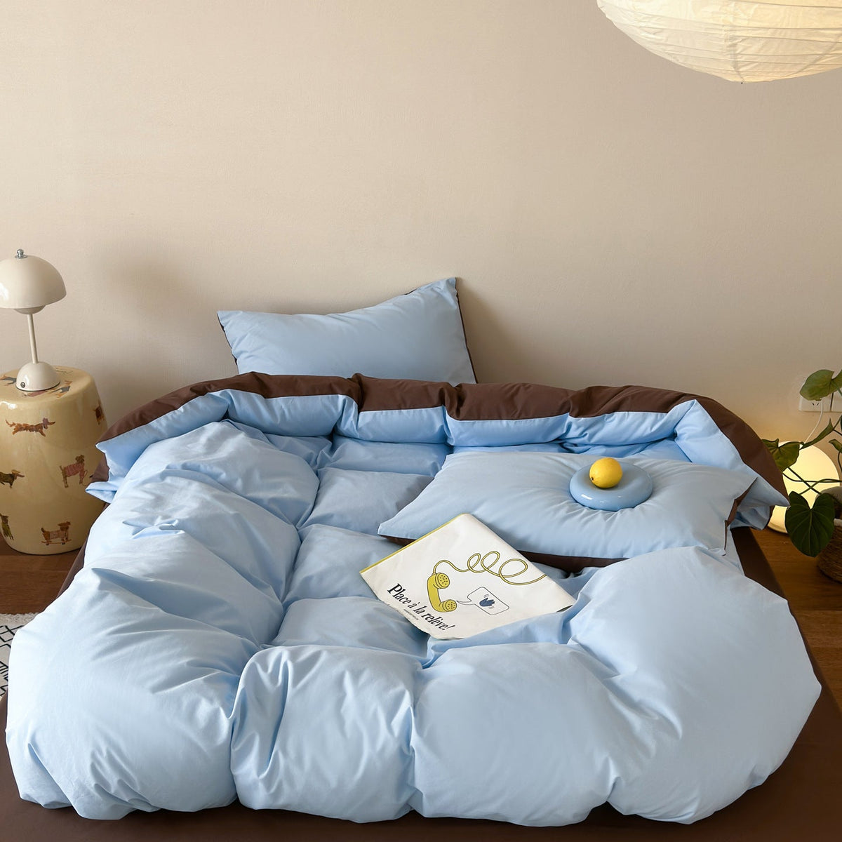 -Ever Lasting - Vada Washed Cotton Bedding Set / Pink + Brown -Bedding Set -Ever Lasting