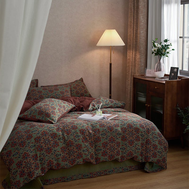 - Ever Lasting - Vibrant Vintage Double Layered Floral Bedding Set - Bedding Set - Ever Lasting