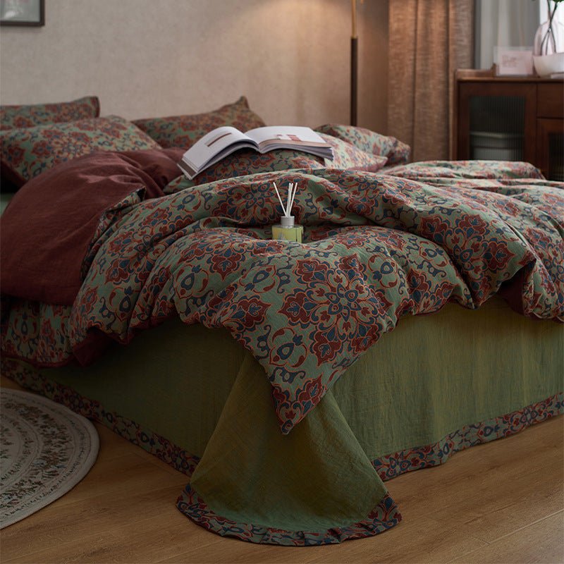 - Ever Lasting - Vibrant Vintage Double Layered Floral Bedding Set - Bedding Set - Ever Lasting
