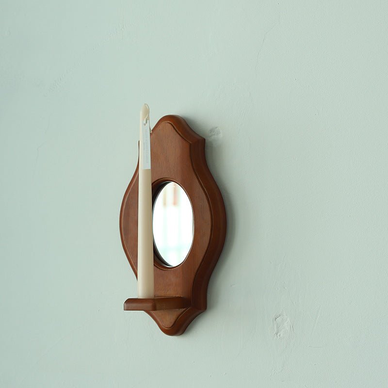 - Ever Lasting - Vintage Aesthetic Wooden Wall Mirror & Candlestick Holder (4 Styles) - Candle Holder - Ever Lasting