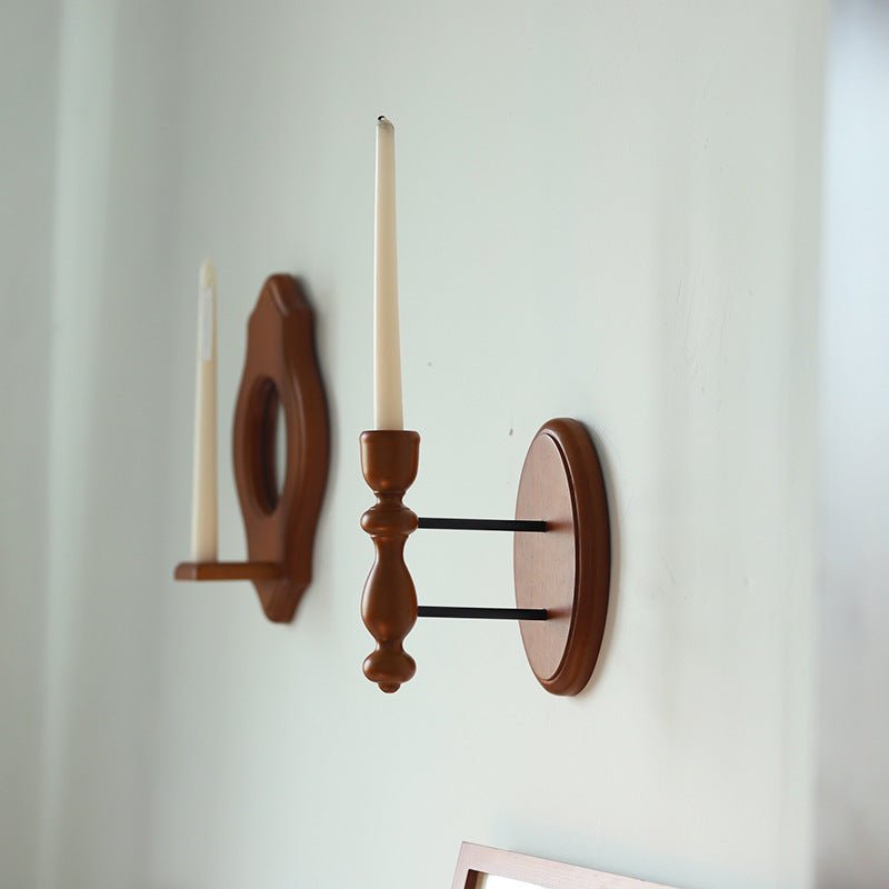 - Ever Lasting - Vintage Aesthetic Wooden Wall Mirror & Candlestick Holder (4 Styles) - Candle Holder - Ever Lasting