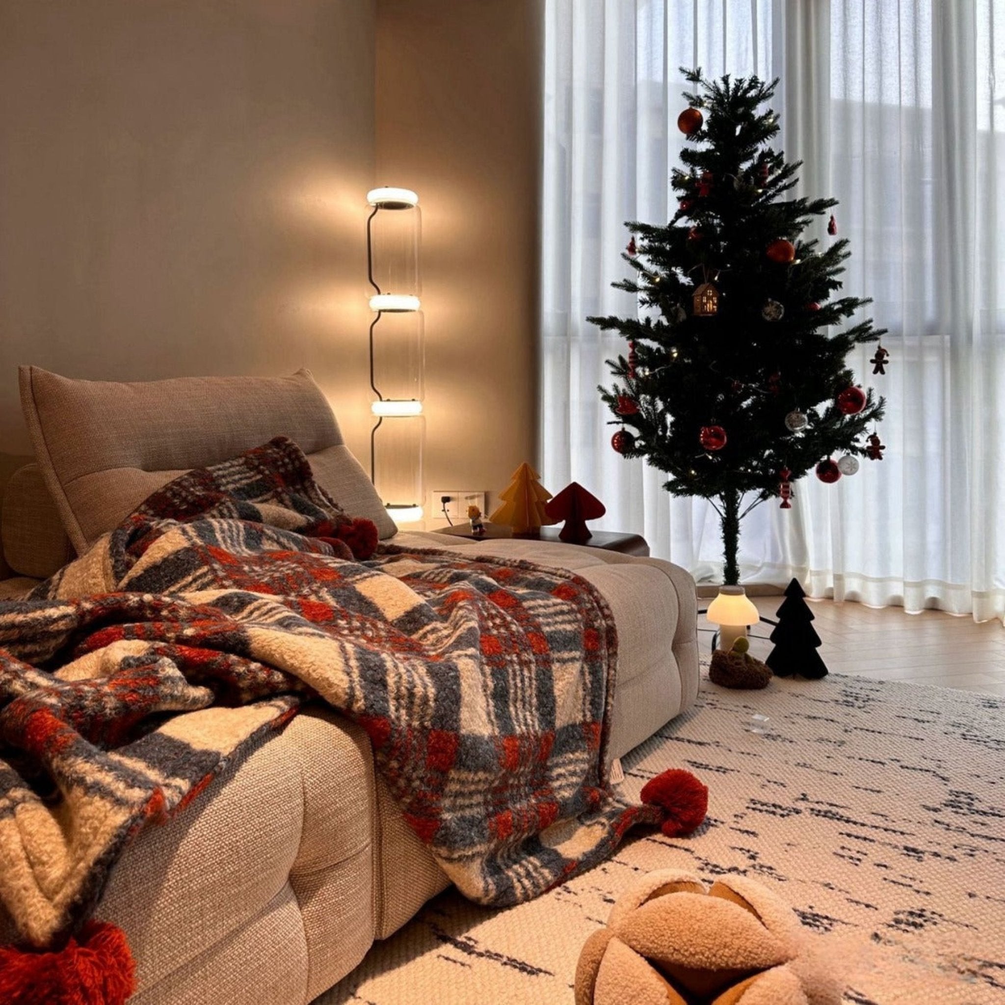 Vintage Bohemian Plaid Pom - Pom Throw Blanket - Ever Lasting