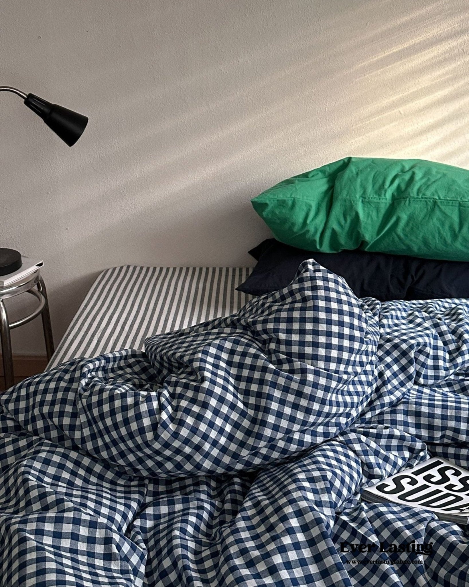 Vintage Deep Blue Gingham Bedding Bundle - Ever Lasting
