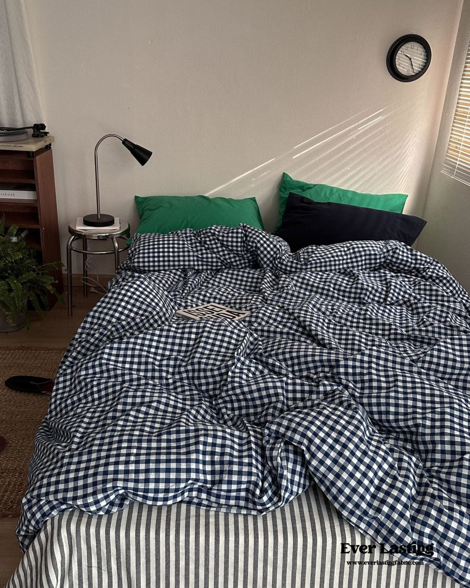 Vintage Deep Blue Gingham Bedding Bundle - Ever Lasting