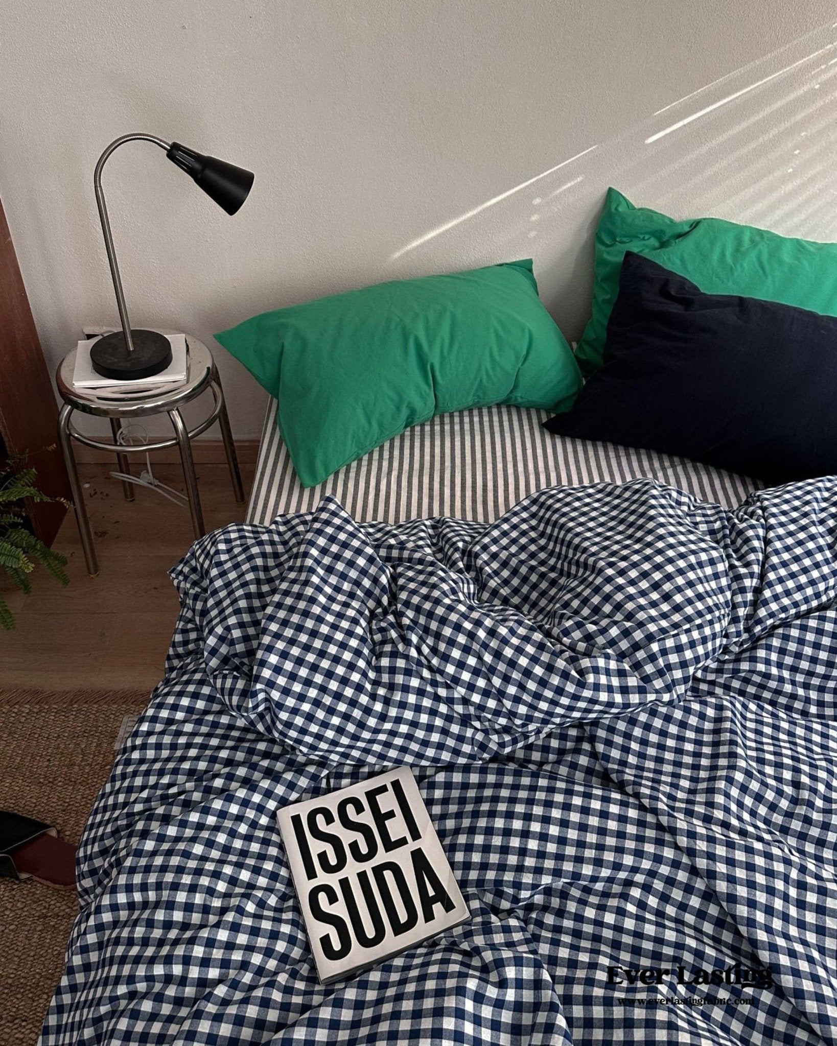 Vintage Deep Blue Gingham Bedding Set - Ever Lasting