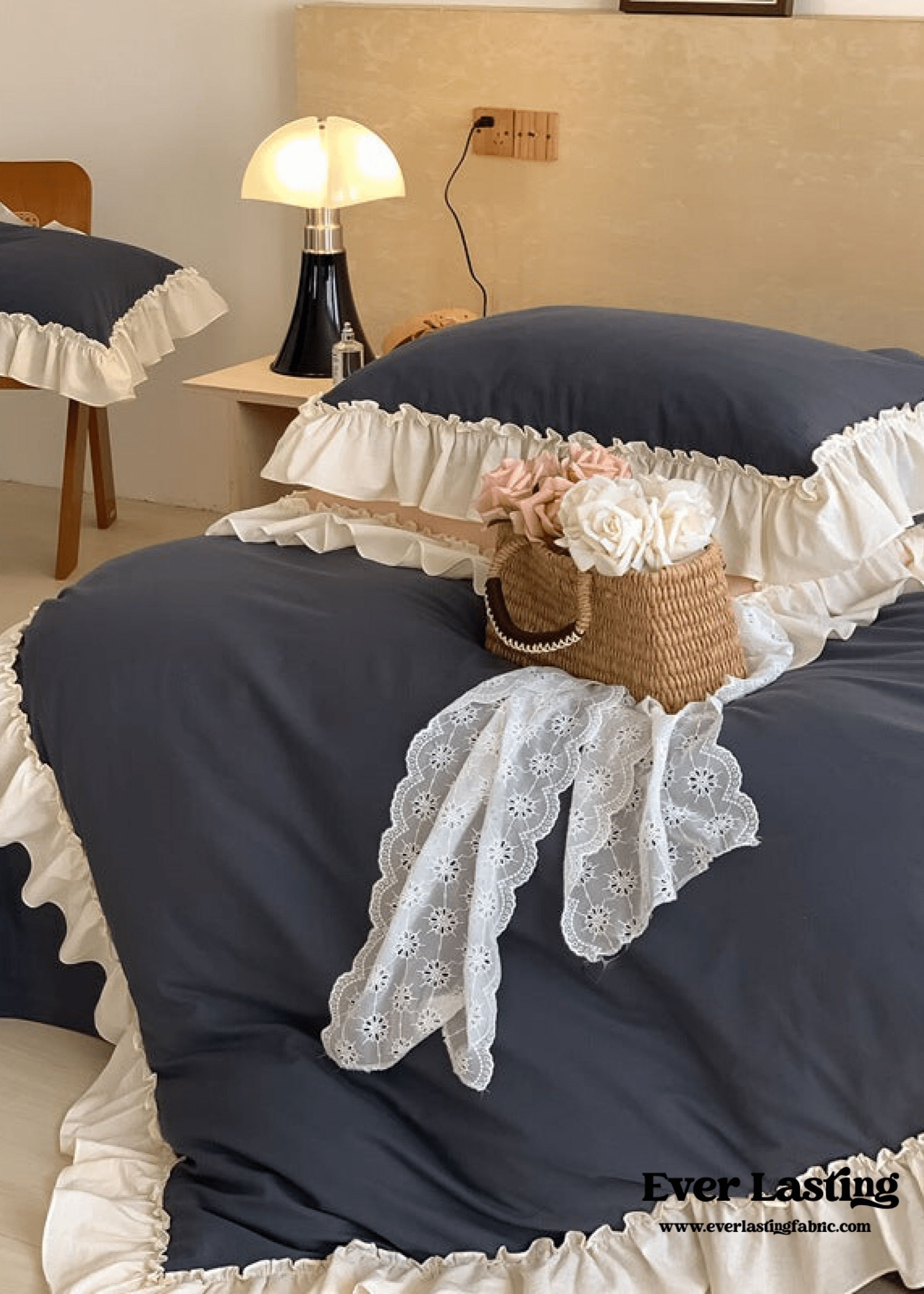 - Ever Lasting - Vintage Earth Tone Large Ruffle Bedding Set / Pink - Bedding Set - Ever Lasting