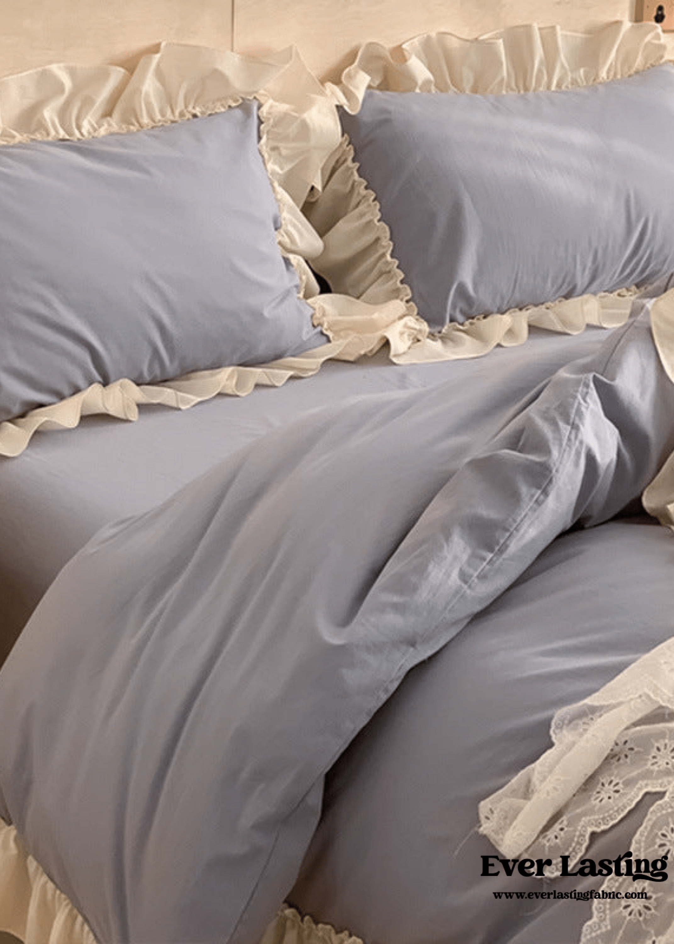 - Ever Lasting - Vintage Earth Tone Large Ruffle Bedding Set / Royal Blue - Bedding Set - Ever Lasting