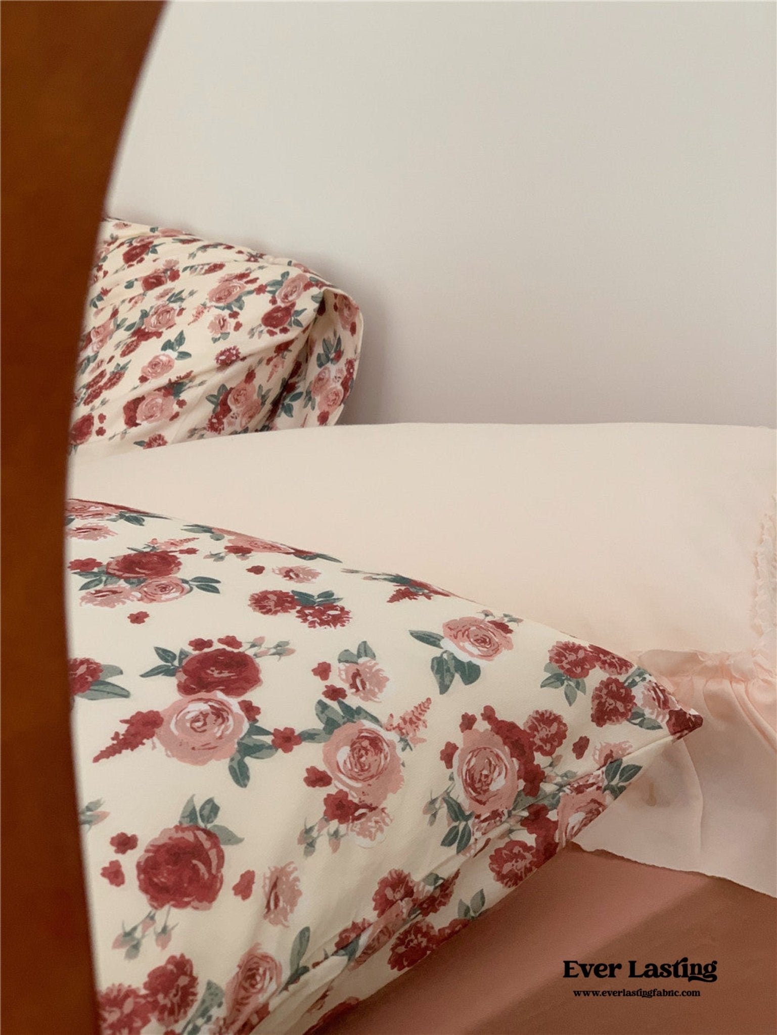 Vintage Floral Jersey Knit Bedding Set / Rust Pink - Ever Lasting