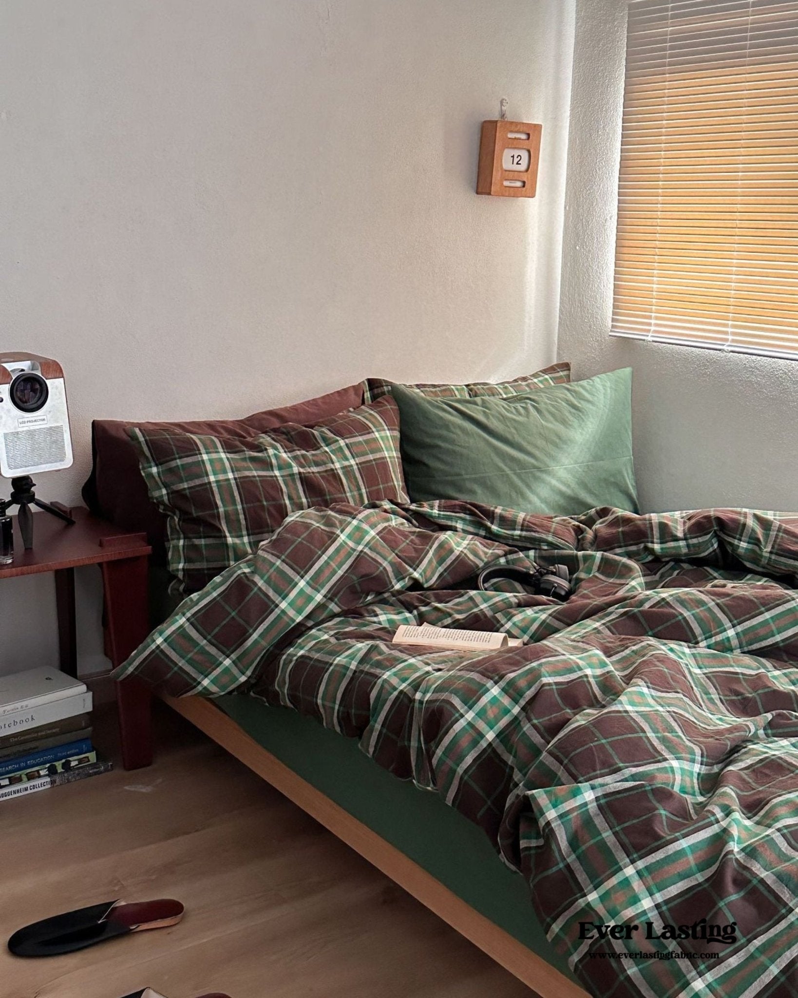 Vintage Plaid Bedding Set / Green & Brown - Ever Lasting