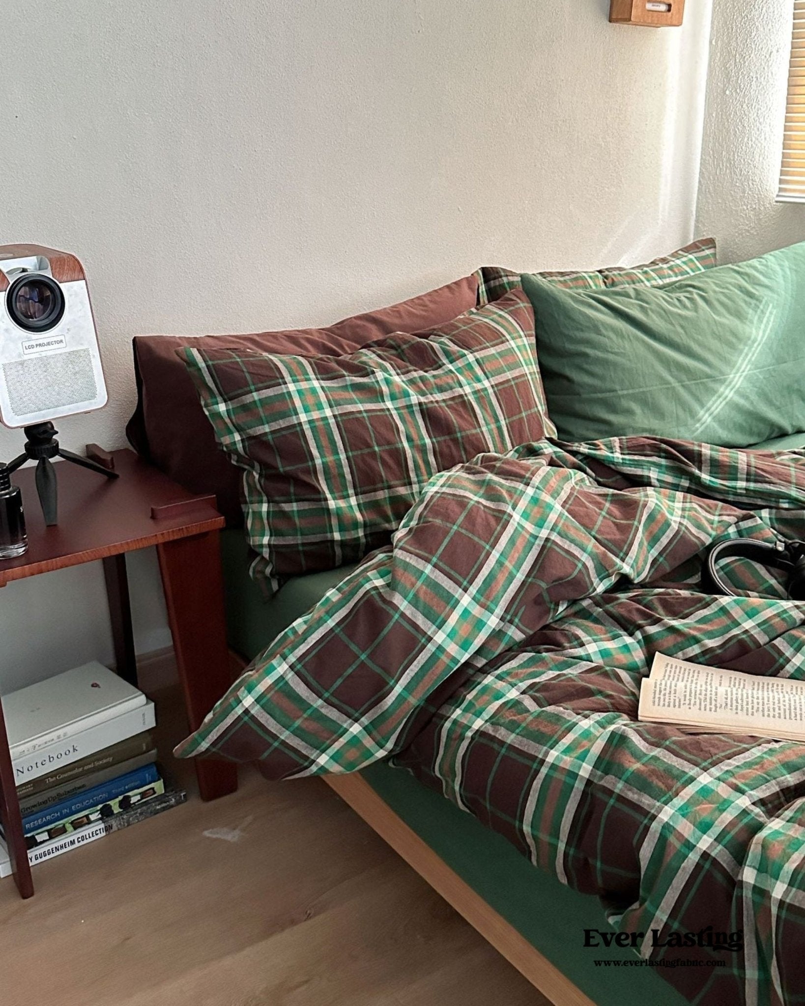 Vintage Plaid Bedding Set / Green & Brown - Ever Lasting