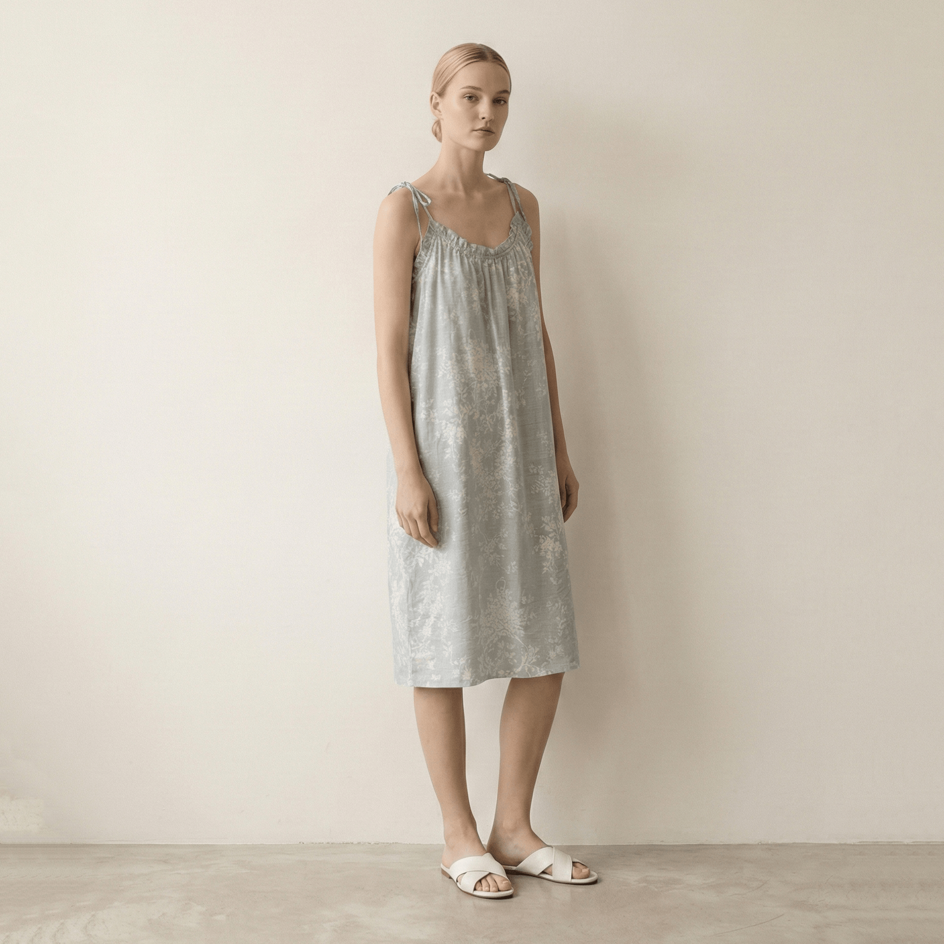 - Ever Lasting - Viola Sleeveless Ruffle Floral Nightwear/ Blue - Pajamas - Ever Lasting