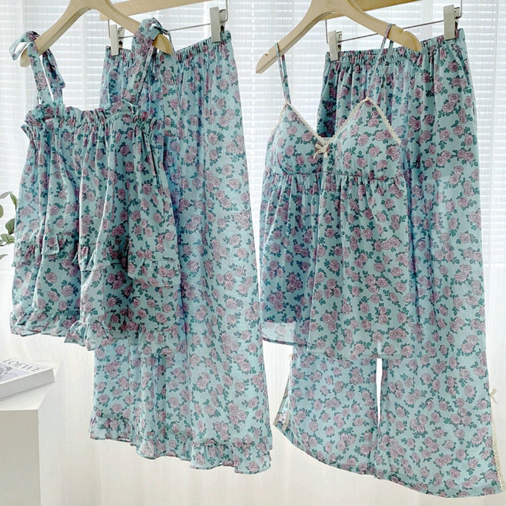 Vivian Vintage Floral Pajama Set / Tie Strap - Ever Lasting