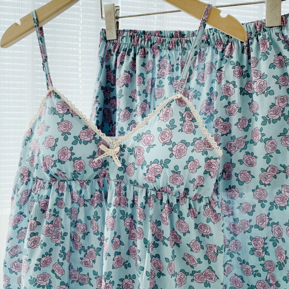 Vivian Vintage Floral Pajama Set / Tie Strap - Ever Lasting