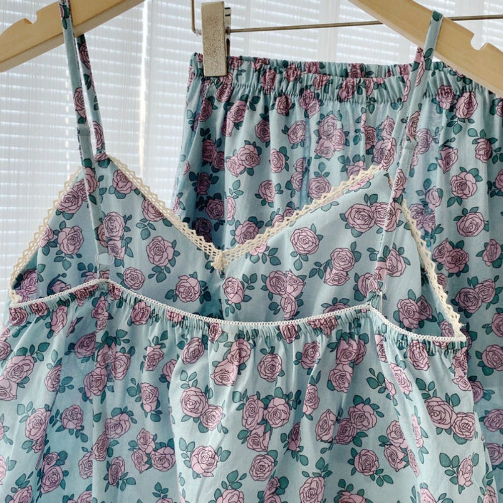 Vivian Vintage Floral Pajama Set / Tie Strap - Ever Lasting