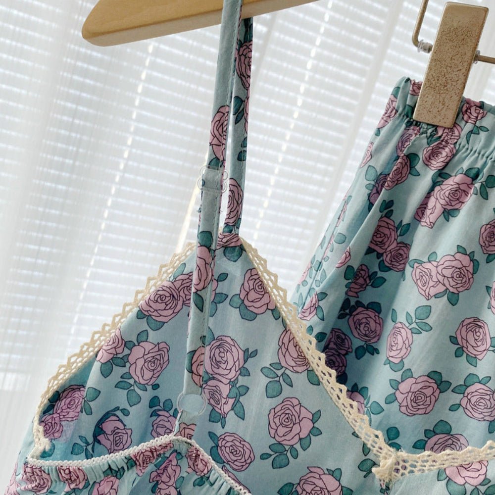 Vivian Vintage Floral Pajama Set / Tie Strap - Ever Lasting
