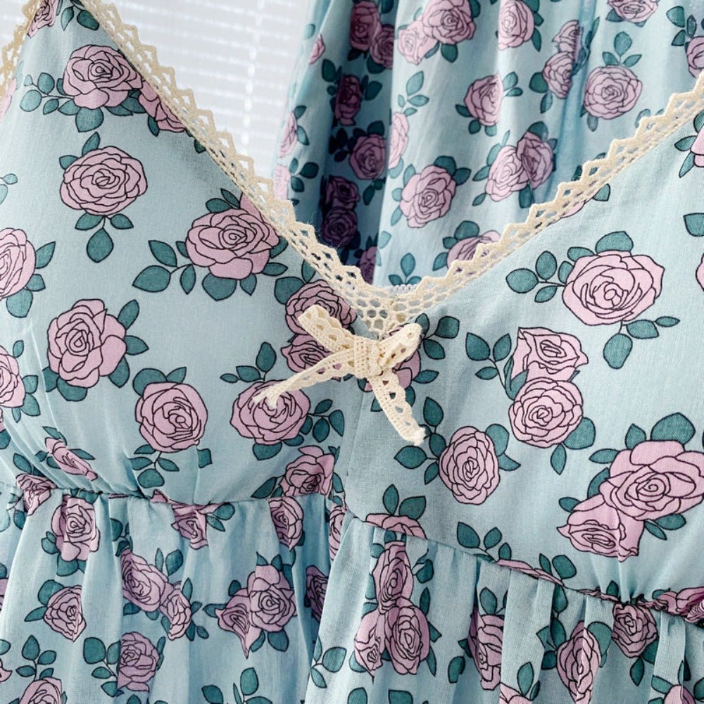 Vivian Vintage Floral Pajama Set / Tie Strap - Ever Lasting