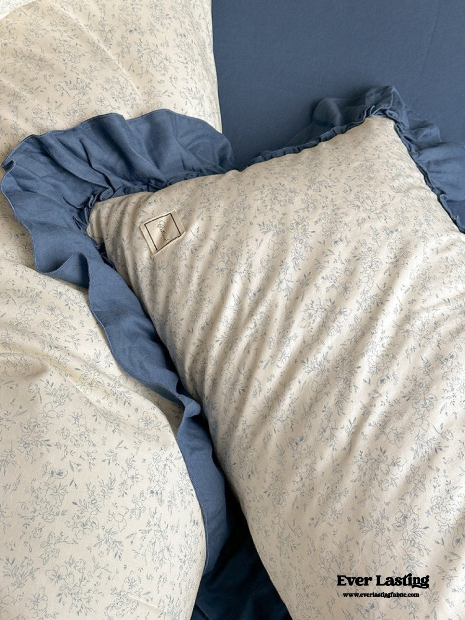 Vivienne Floral Double Gauze Bedding Set / Blue Ocean - Ever Lasting