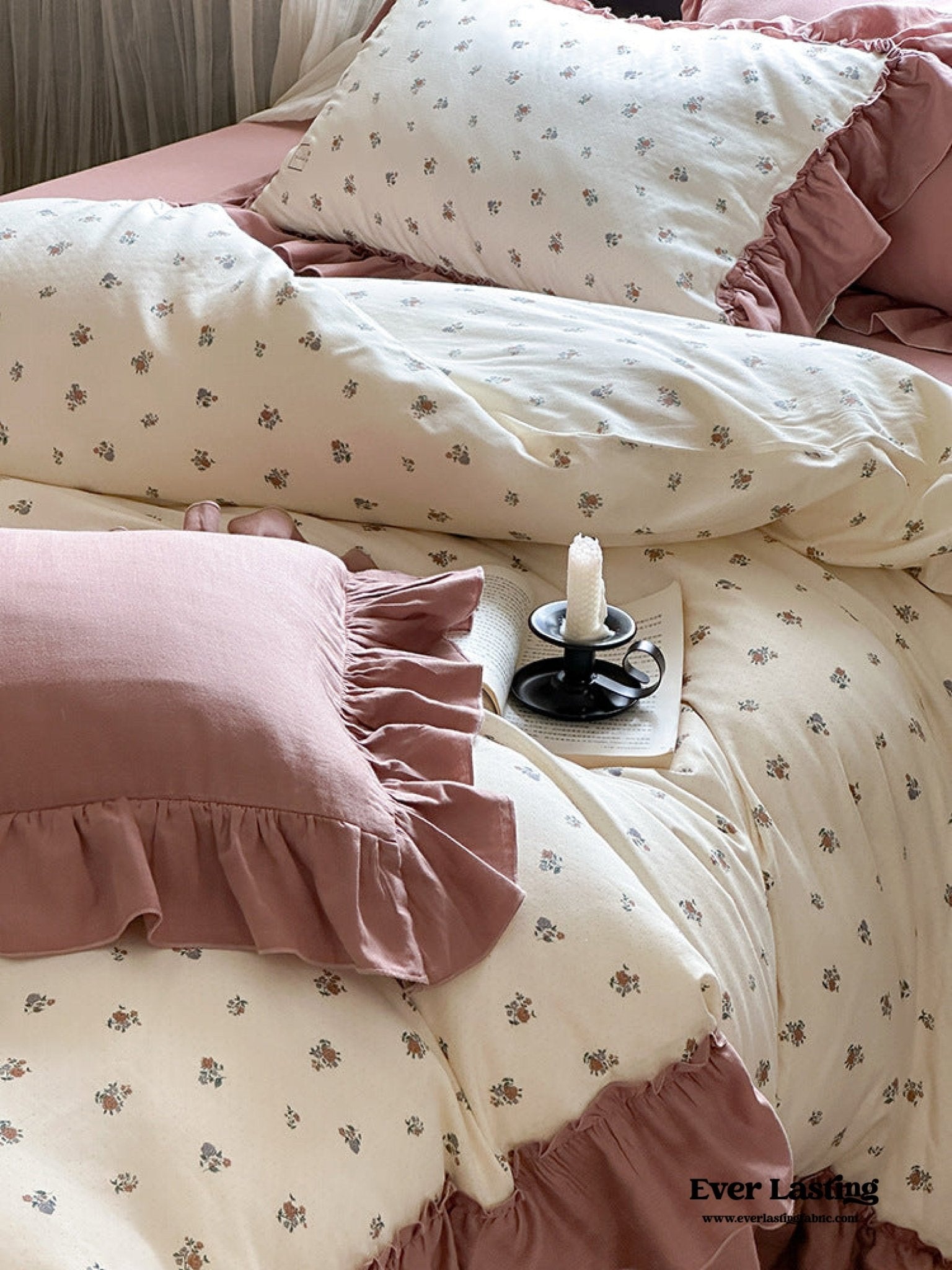 Vivienne Floral Double Gauze Bedding Set / Blush Pink - Ever Lasting