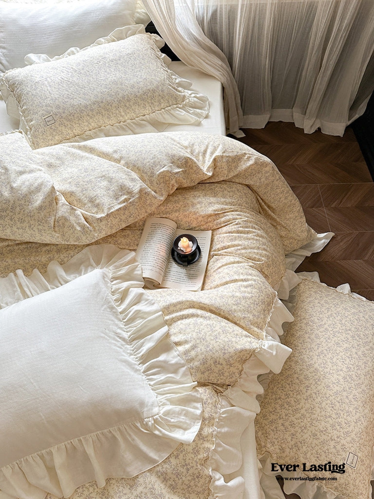 Vivienne Floral Double Gauze Bedding Set / Blush Pink - Ever Lasting