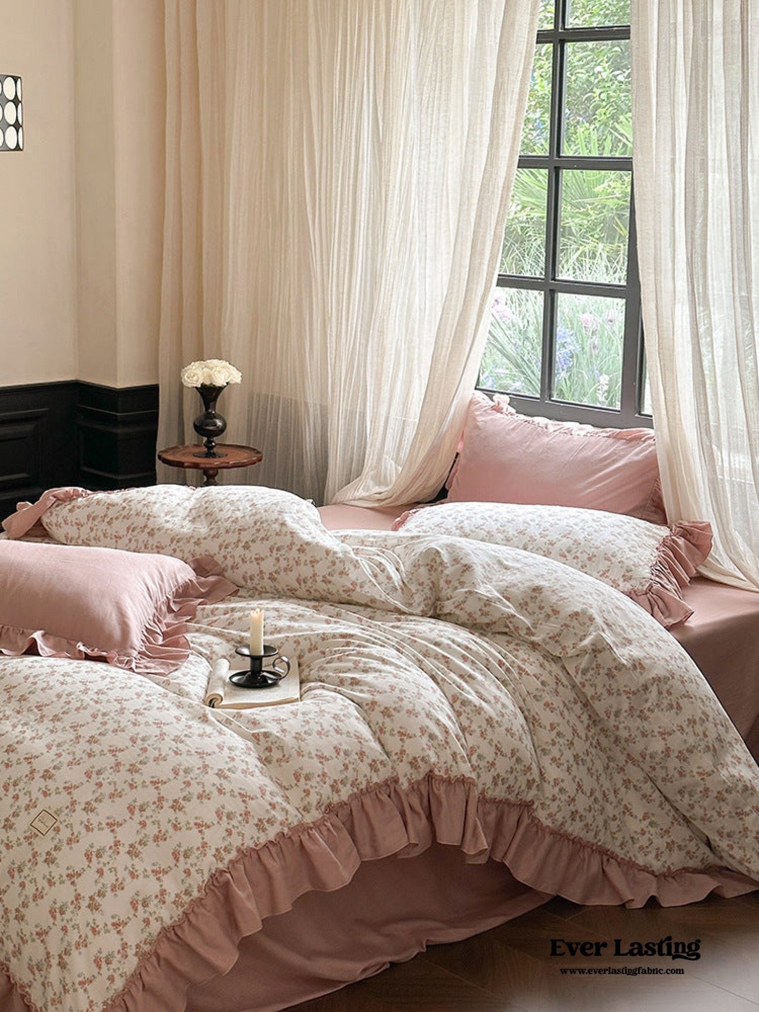 Vivienne Floral Double Gauze Bedding Set / Blush Pink - Ever Lasting