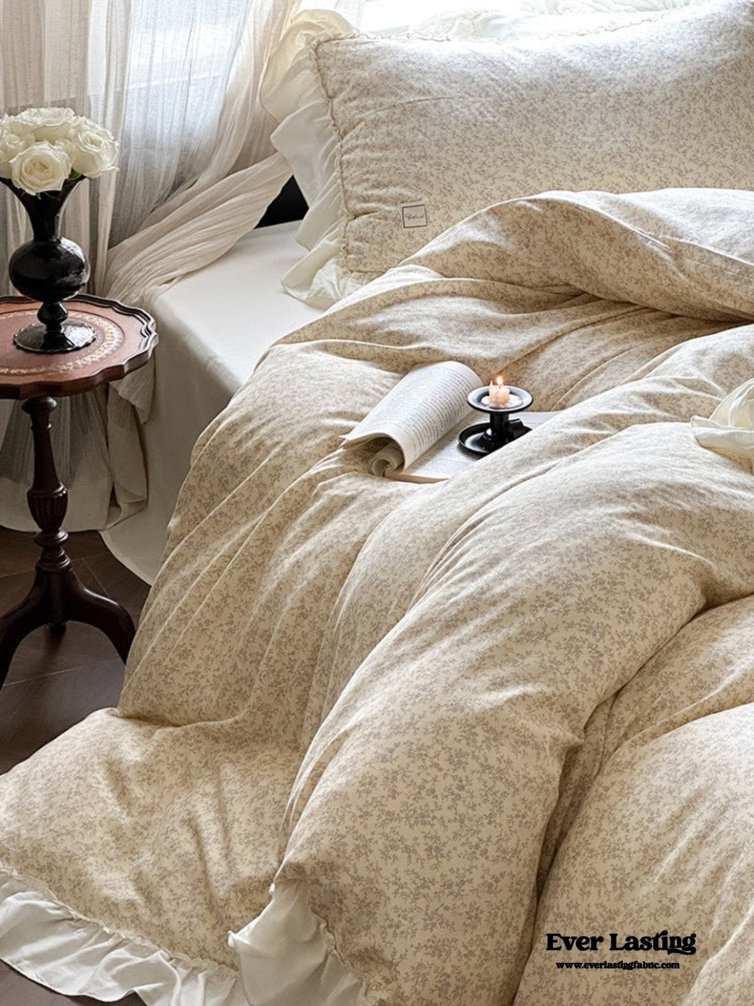 Vivienne Floral Double Gauze Bedding Set / Light Pink - Ever Lasting