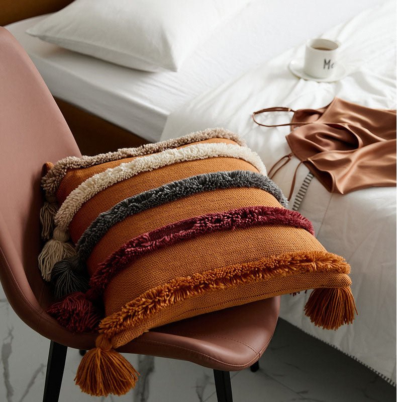 - Ever Lasting - Warm Tone Fall Tufted Pillows with Tassels (5 Colors) - Pillow - Ever Lasting
