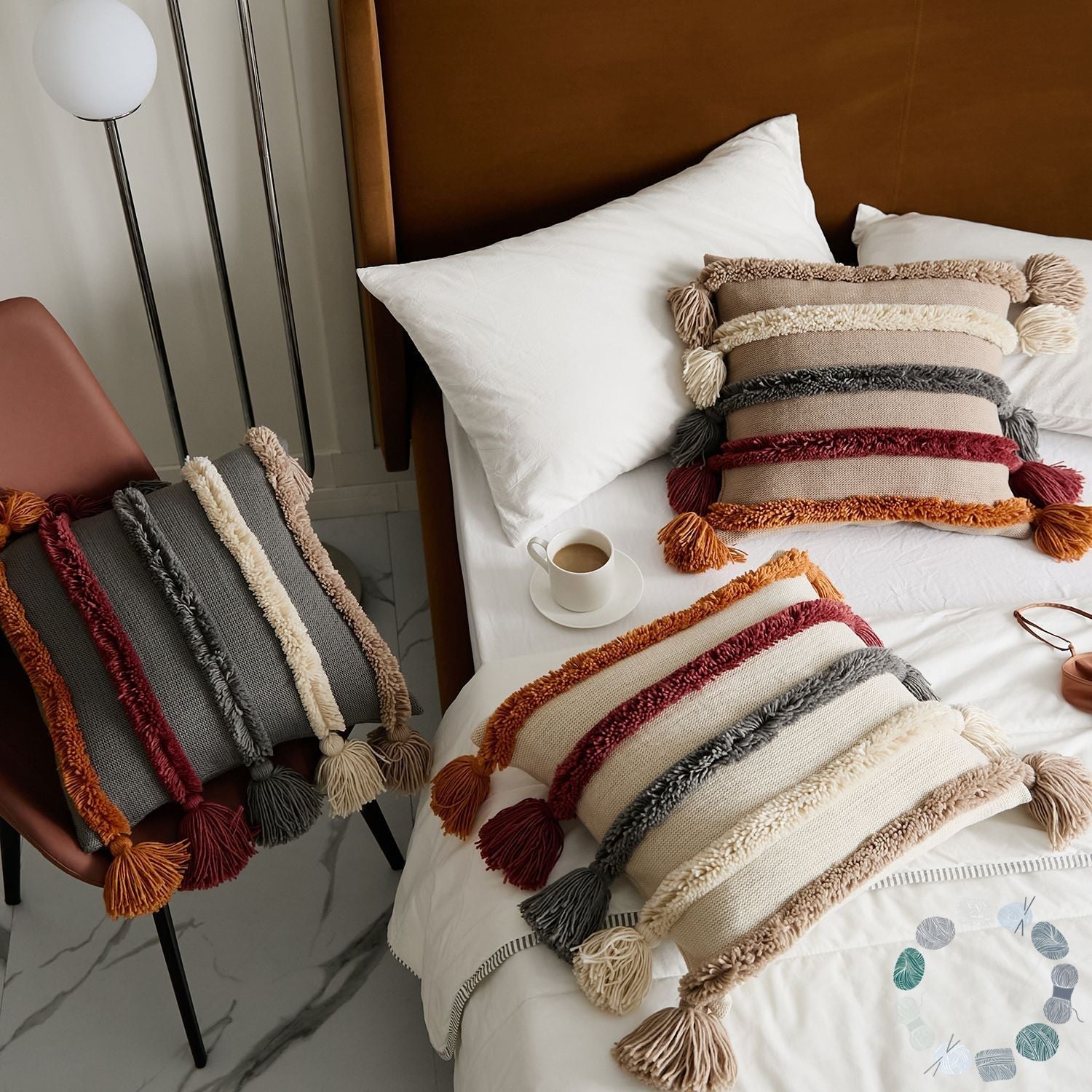- Ever Lasting - Warm Tone Fall Tufted Pillows with Tassels (5 Colors) - Pillow - Ever Lasting