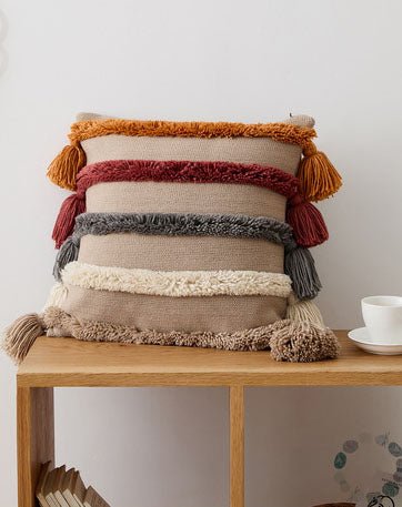 - Ever Lasting - Warm Tone Fall Tufted Pillows with Tassels (5 Colors) - Pillow - Ever Lasting