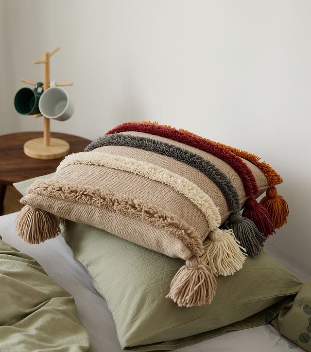 - Ever Lasting - Warm Tone Fall Tufted Pillows with Tassels (5 Colors) - Pillow - Ever Lasting