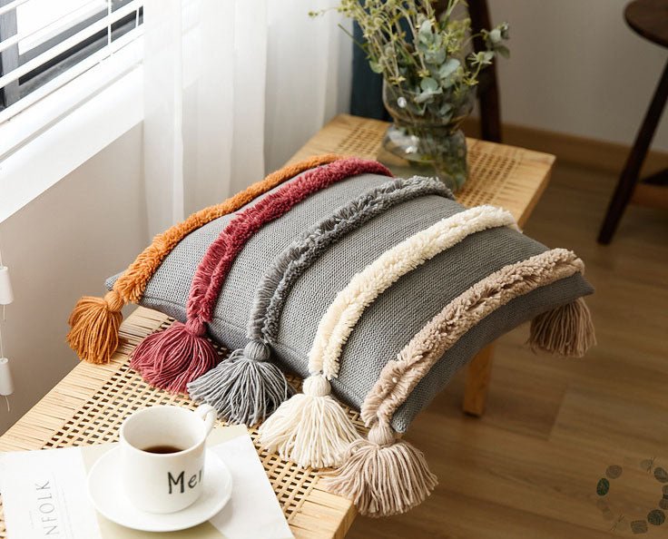 - Ever Lasting - Warm Tone Fall Tufted Pillows with Tassels (5 Colors) - Pillow - Ever Lasting