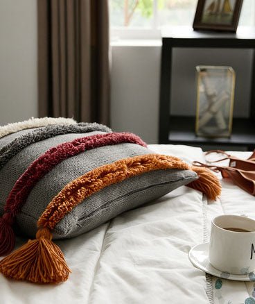 - Ever Lasting - Warm Tone Fall Tufted Pillows with Tassels (5 Colors) - Pillow - Ever Lasting