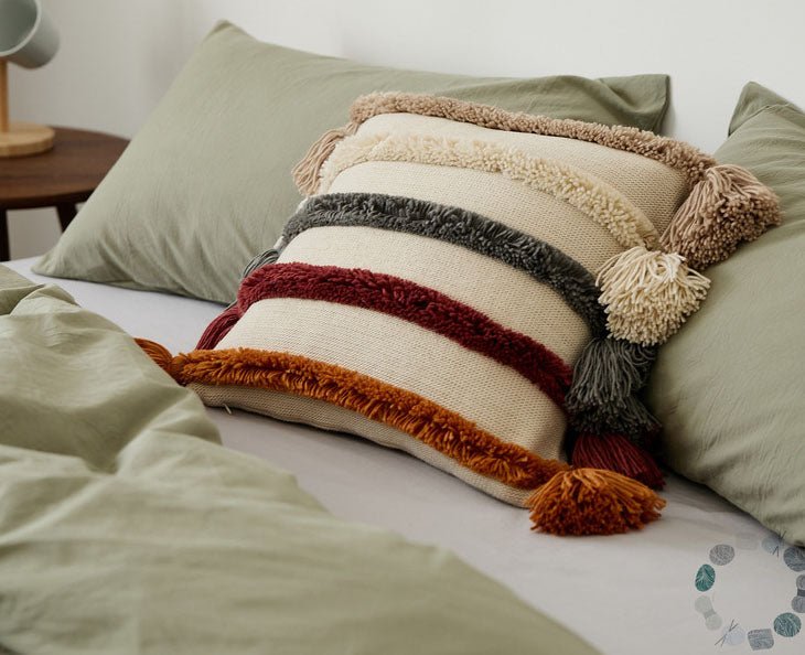 - Ever Lasting - Warm Tone Fall Tufted Pillows with Tassels (5 Colors) - Pillow - Ever Lasting