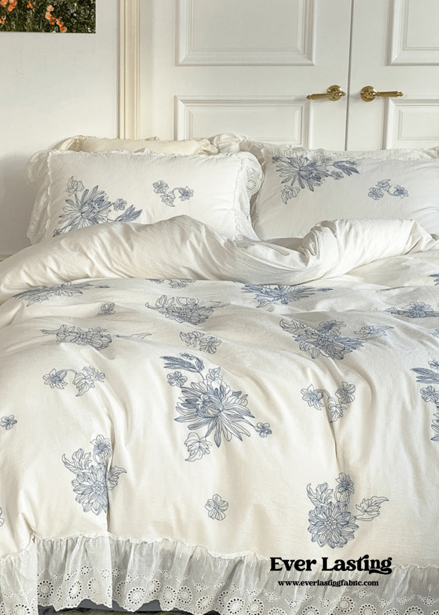 White Cottage Washed Cotton Ruffle Bedding Bundle - Ever Lasting