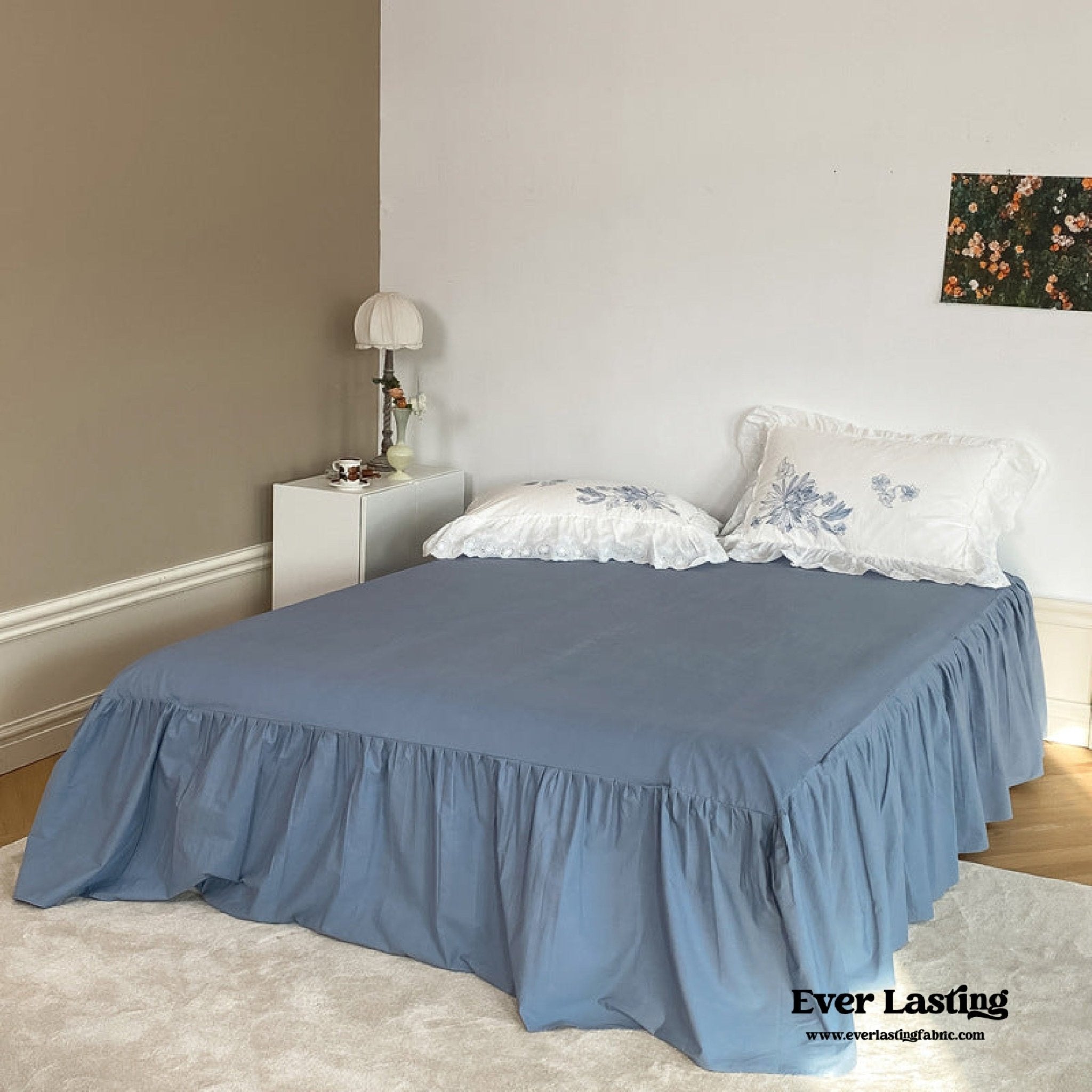 White Cottage Washed Cotton Ruffle Bedding Set - Ever Lasting