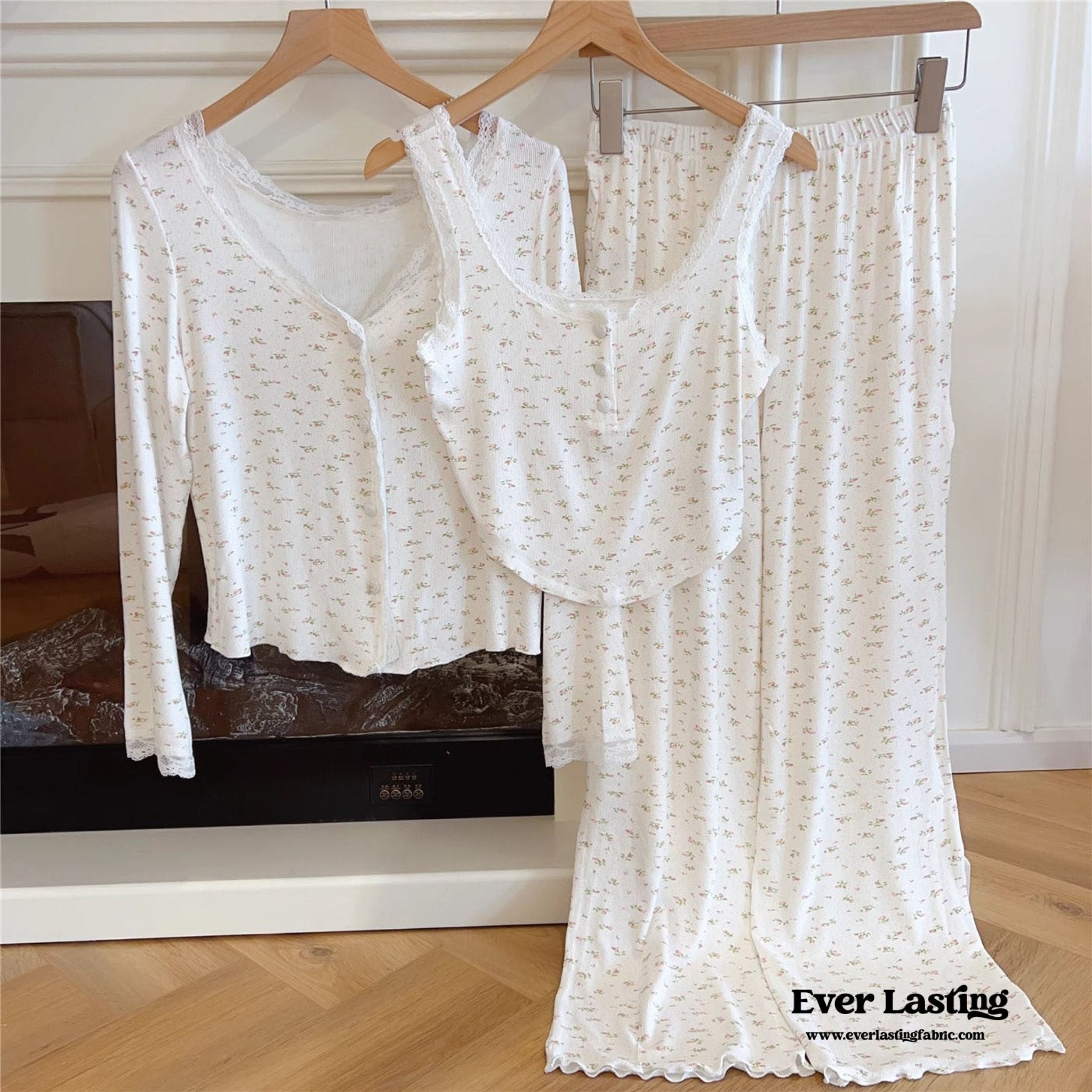 White Floral Pajama Set - Ever Lasting