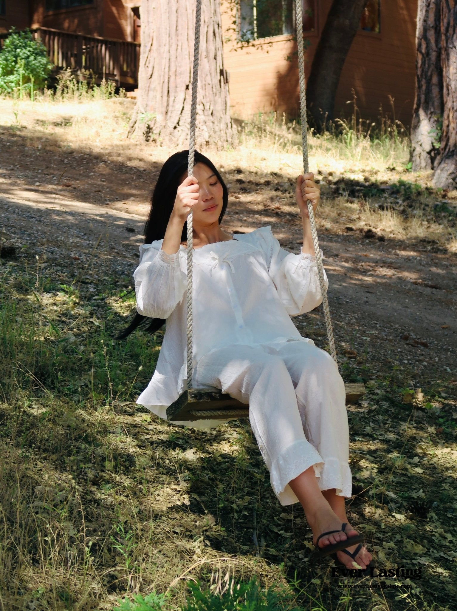 White Lace Ruffle Cottage Pajama Set - Ever Lasting