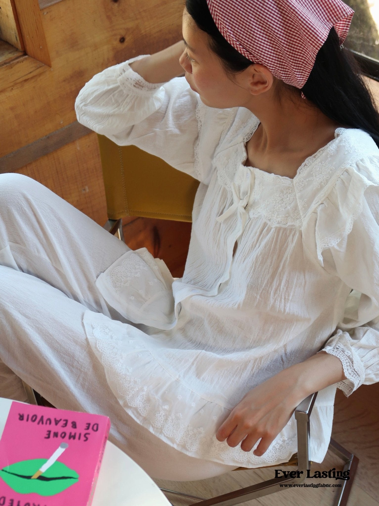 White Lace Ruffle Cottage Pajama Set - Ever Lasting