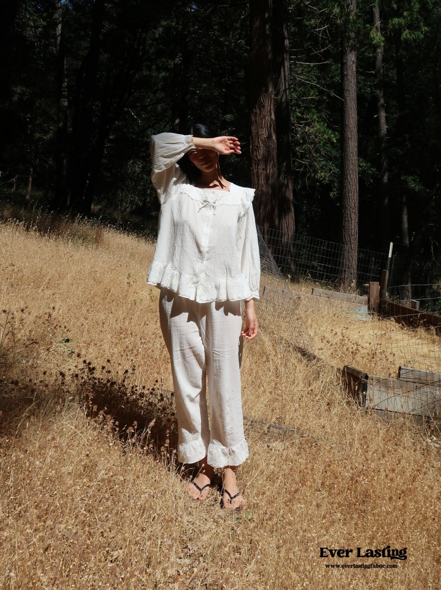 White Lace Ruffle Cottage Pajama Set - Ever Lasting