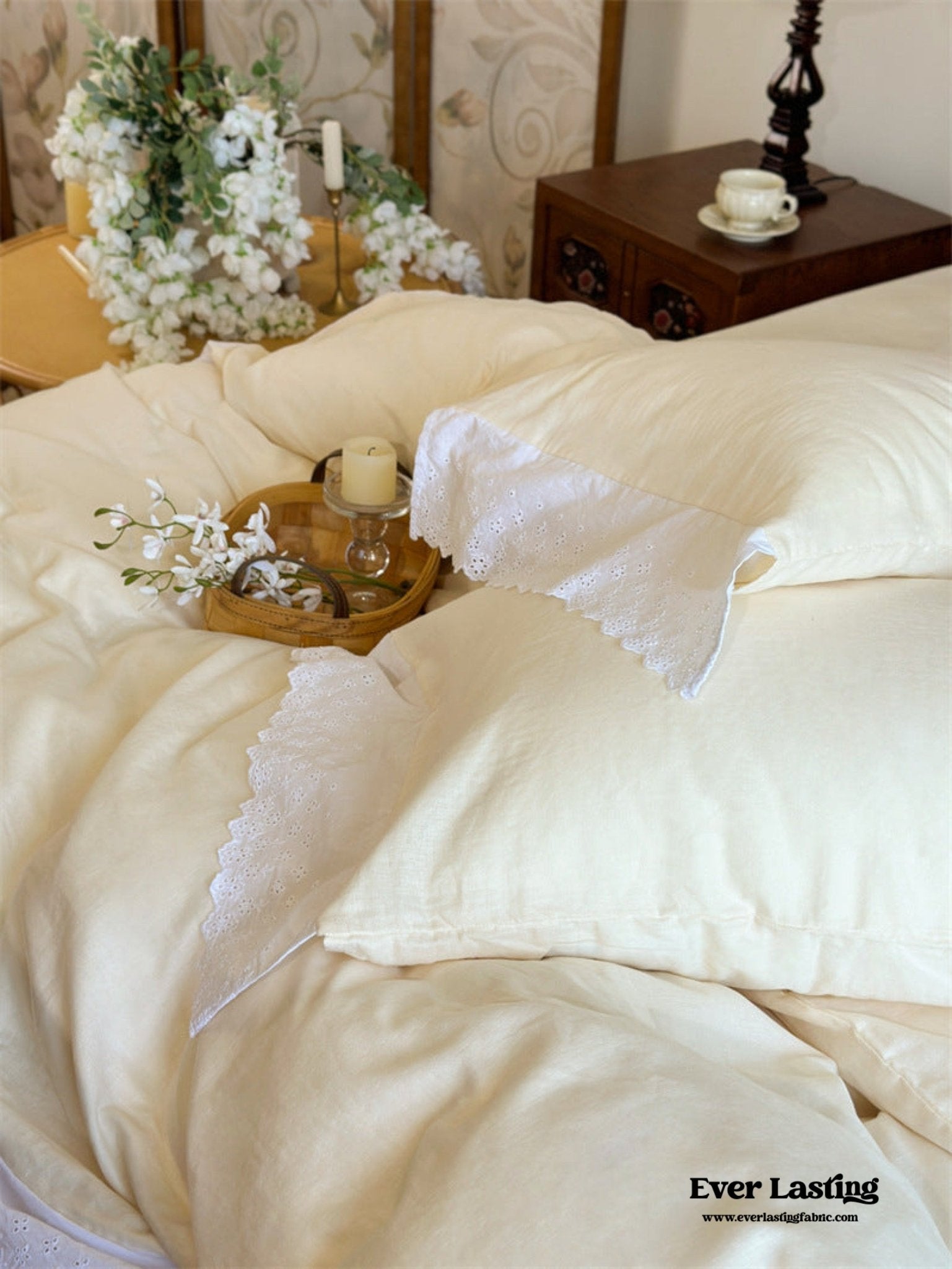 White Ruffle Lace Bedding Bundle - Ever Lasting