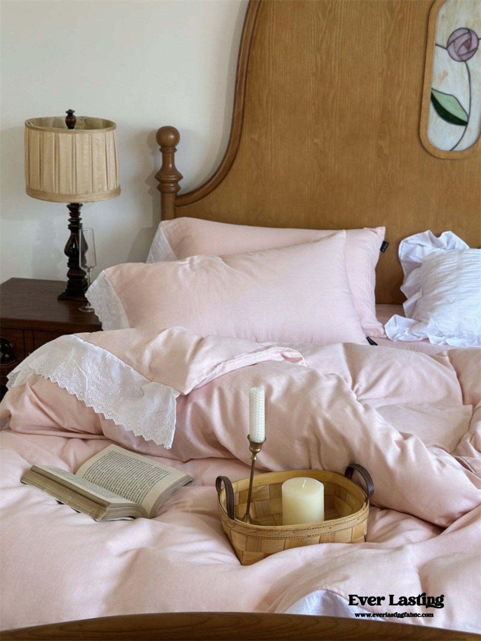 White Ruffle Lace Bedding Set / Purple - Ever Lasting