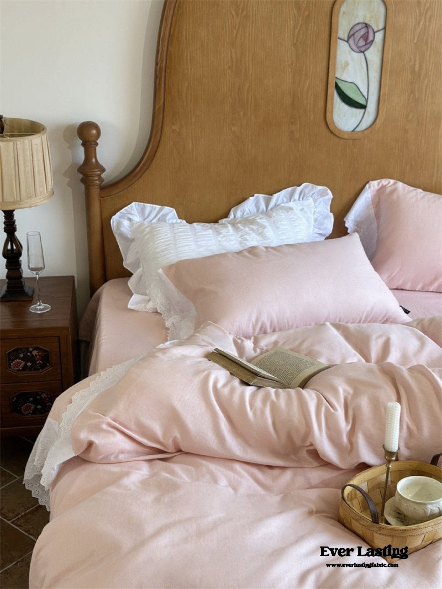 White Ruffle Lace Bedding Set / Purple - Ever Lasting