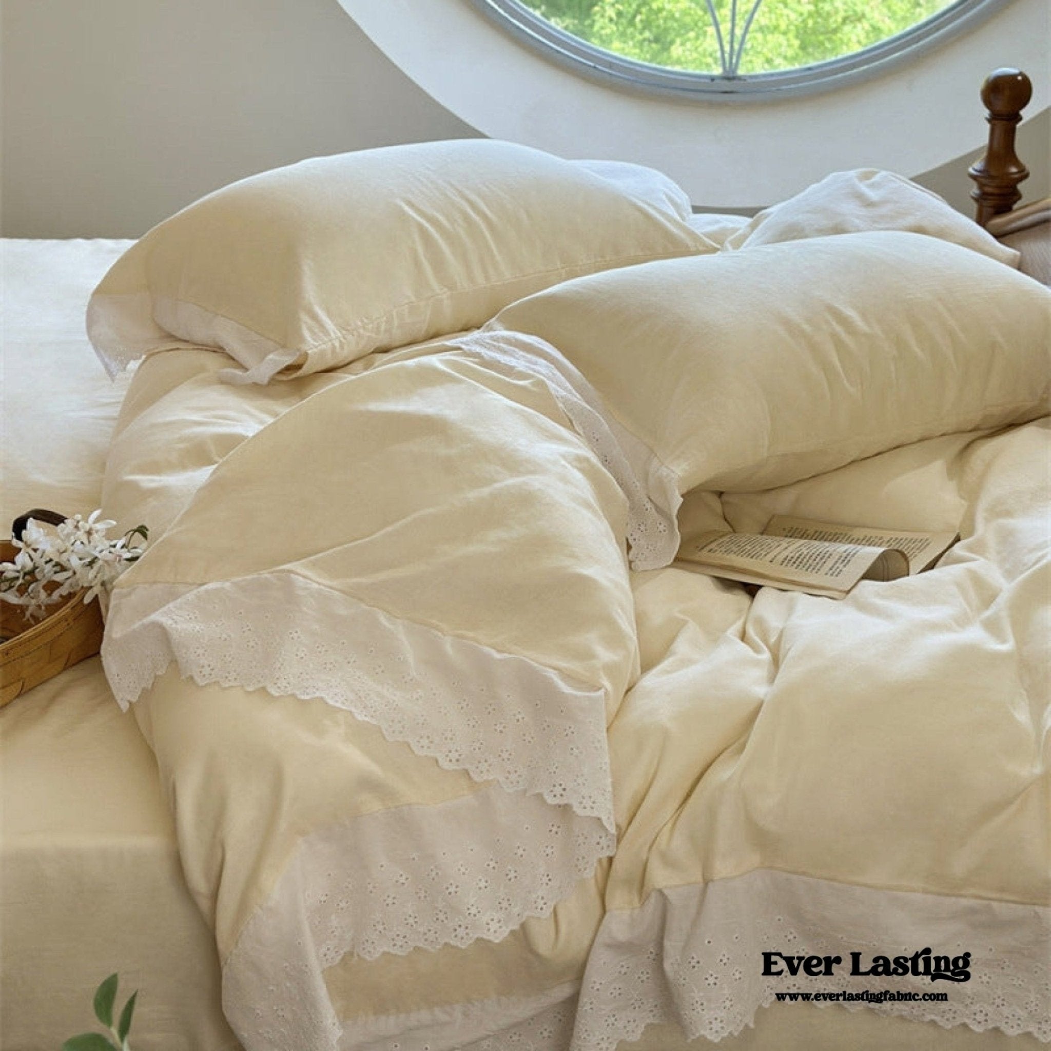 White Ruffle Lace Bedding Set / Purple - Ever Lasting