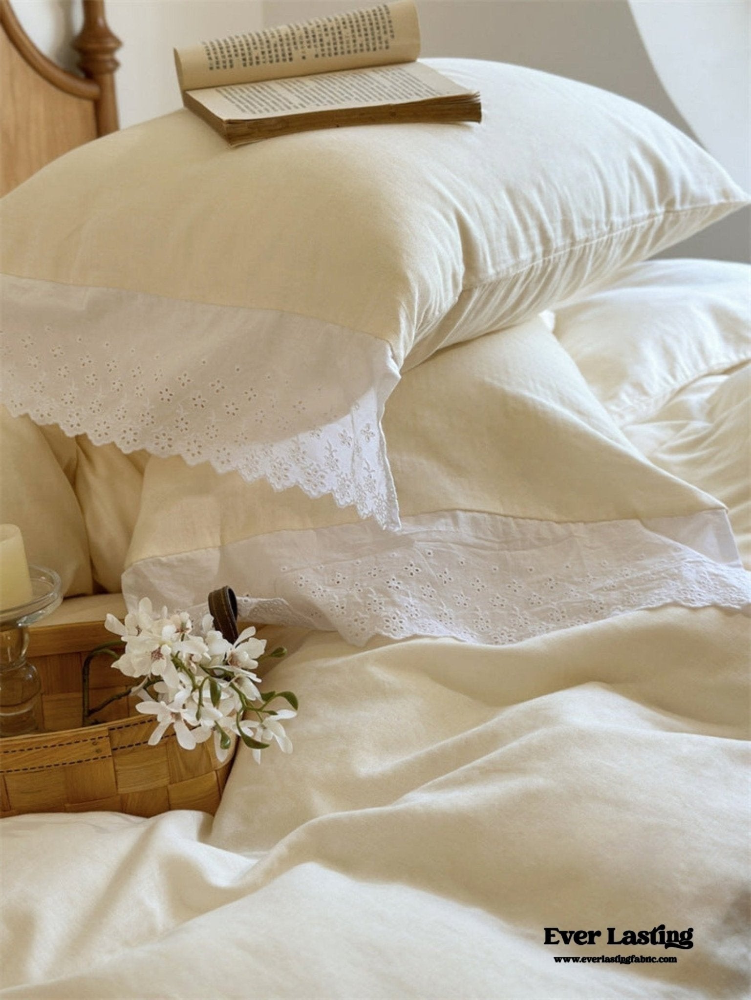 White Ruffle Lace Bedding Set / Purple - Ever Lasting