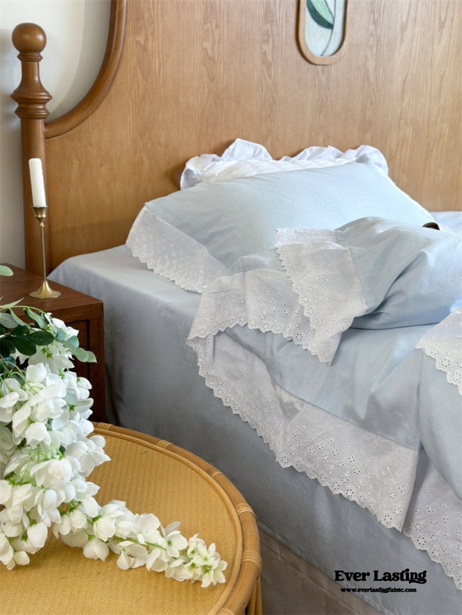 White Ruffle Lace Bedding Set / Purple - Ever Lasting