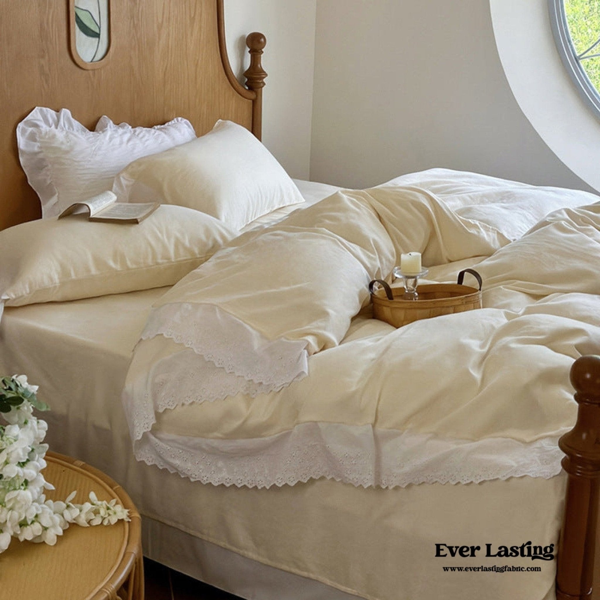 White Ruffle Lace Bedding Set / Purple - Ever Lasting