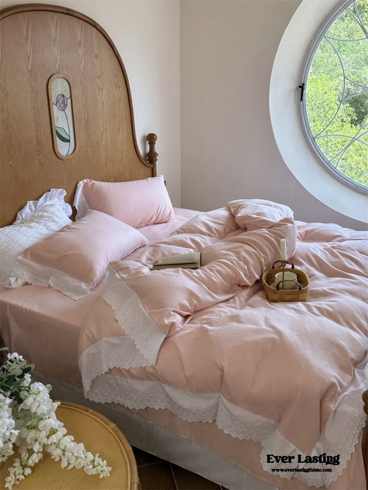 White Ruffle Lace Bedding Set / Purple - Ever Lasting