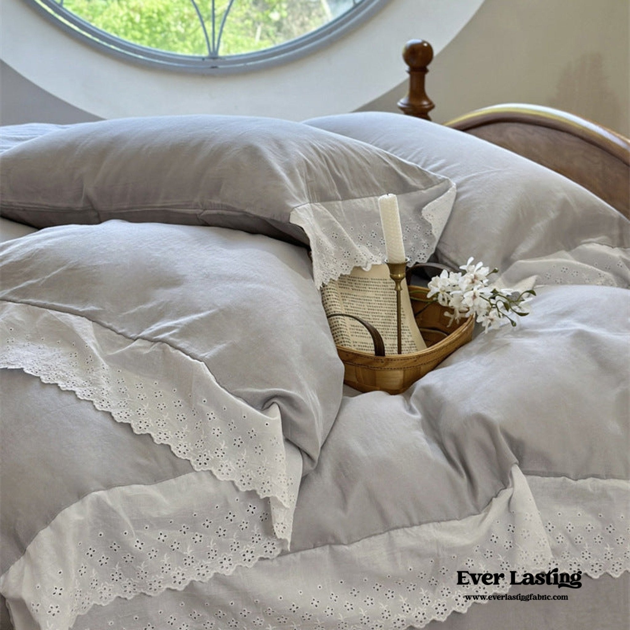 White Ruffle Lace Bedding Set / Yellow - Ever Lasting