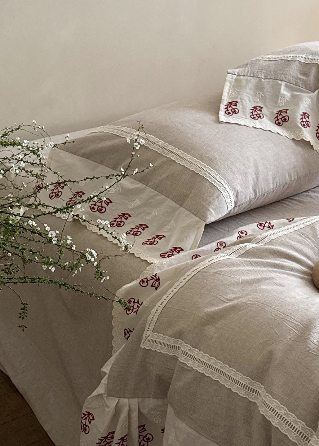 -Ever Lasting - Winslow Lace Bedding Set / White -Bedding Set -Ever Lasting