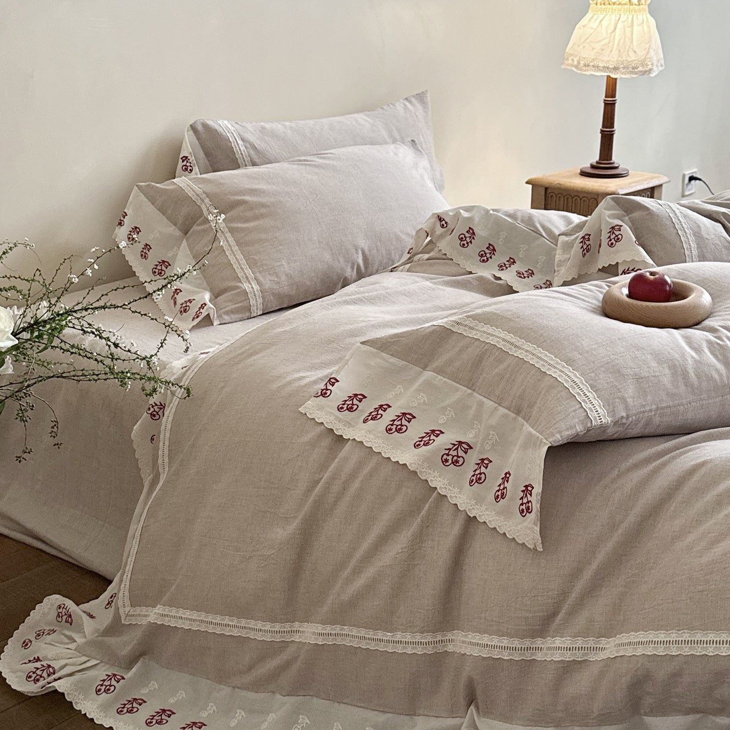 -Ever Lasting - Winslow Lace Bedding Set / White -Bedding Set -Ever Lasting